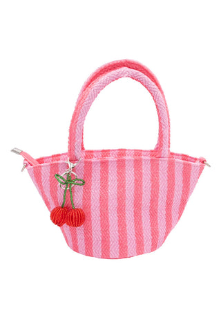 Bari Lynn Raffia Bag with Cherry Charm