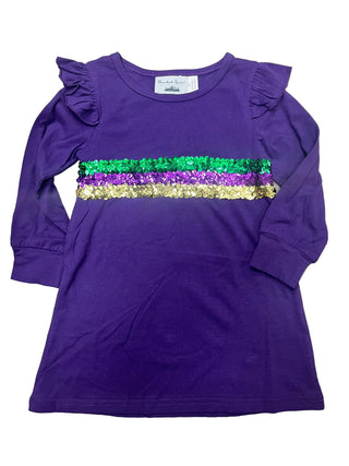 Purple Flutter Sequin Mardi Gras Dress