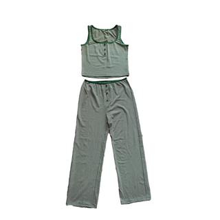 Tweenstyle Green Pinstripe Tank and Pant Lounge Set