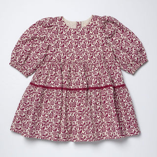 Girls Maribelle Dress - Burgundy Cimbing Floral