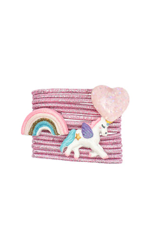 Great Pretenders Chunky Charm Ponytail Holders - Unicorn Rainbow