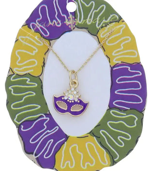 Jane Marie Purple Mardi Gras Mask Necklace