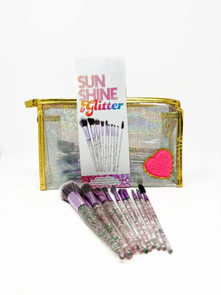 10pc Glitter Glam Brush Set