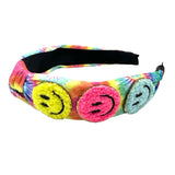 Varsity Tie-Dye Smiley Face Top-Knot Headband