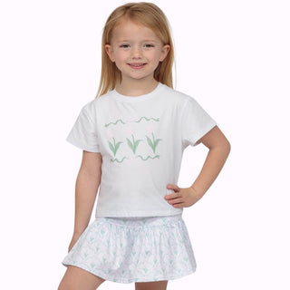 Azarhia White Boxy Tee - Easter Tulips