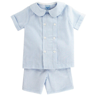 Bailey Boys Blue Striped Seersucker 2Pc Short Set