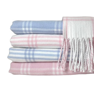 Soft Idea Windowpane Check Flannel Blanket with Fringe