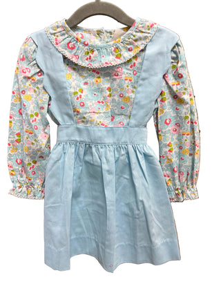 Delaney blue floral top and blue pinafore dress two-piece set