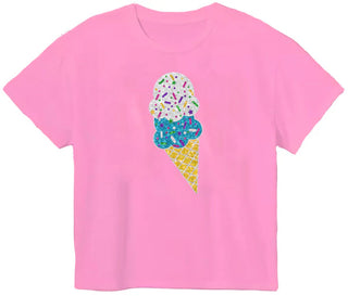 Azarhia Pink Boxy Tee - Glitter Ice Cream