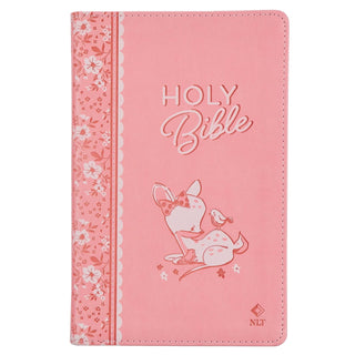 Pink Faux Leather NLT Keepsake Bible for Girls
