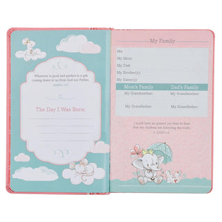 Pink Faux Leather NLT Keepsake Bible for Girls
