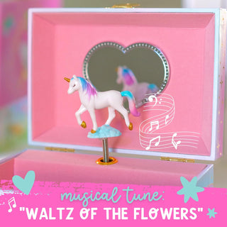 Floral Unicorn Musical Jewelry Box - Double Drawer
