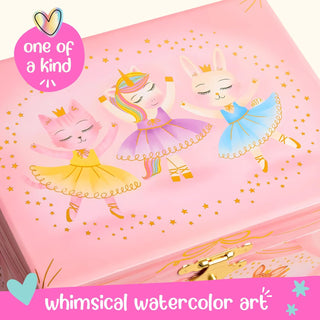 Animal Ballerina Musical Jewelry Box - Double Drawer