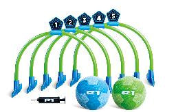 P1 Kick Croquet Strike soccer croquet game with numbered wickets, balls and pump