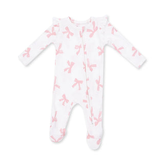 Pretty Bows - 2 Way Ruffle Sleeve Zipper Footie