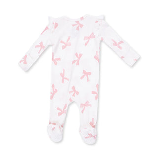 Pretty Bows - 2 Way Ruffle Sleeve Zipper Footie