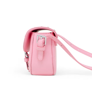 Pink saddle stud handbag metallic stud and buckle detail