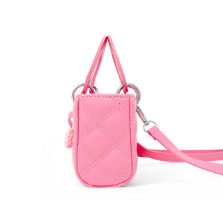 Quilted rectangle bow charm handbag beaded bow detail