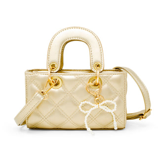 Zomi Gems quilted rectangle bow charm handbag in gold