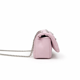 Tiny Crystal Stud quilted mini handbag with chain strap