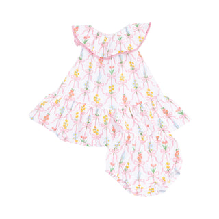 Angel Dear Circle Neck Ruffle Dress - Ribbon Bouquets