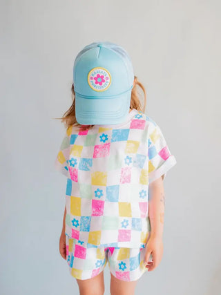 All Over Checker French Terry 2Pc Short Set