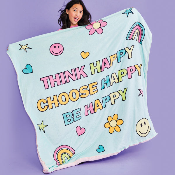 iScream Be Happy Plush Sherpa Blanket