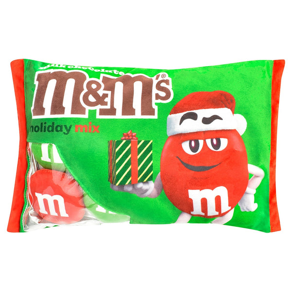 IScream Red Holiday M&Ms Interactive Fleece Plush Pillow