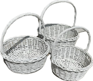Twisted Rim Painted Willow Easter Basket - White Oval