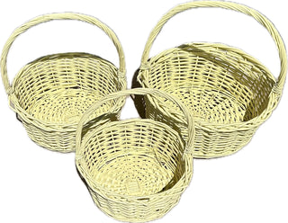 Twisted Rim Painted Willow Easter Basket - Yellow Oval