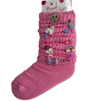 Bari Lynn Pink Rainbow Scrunchy Charmed Socks