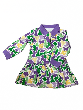 Lulu Bebe Mardi Gras Camo Drop Waist Dress