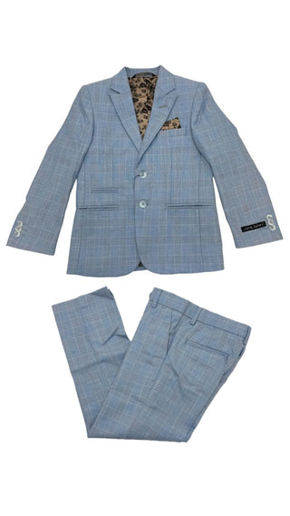 Leo and Zachary Blue Glen Check Suit