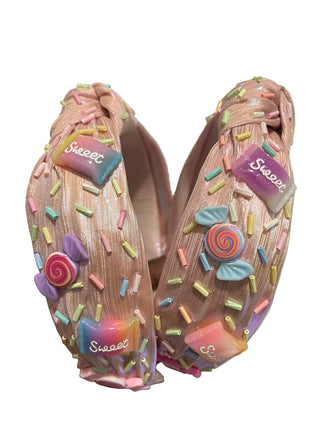 Bari Lynn Pink Shimmer Jewel Sprinkle Knot Headband