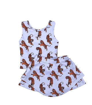 Blended Spirit Printed Tiger Athletic Skirt Set