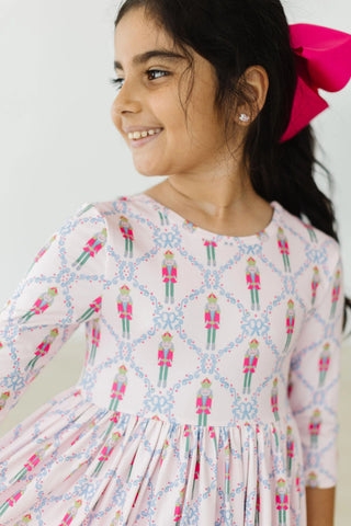 Mila & Rose Pink Nutcracker 3/4 Sleeve Pocket Twirl Dress