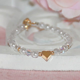 Heart Faceted Pearl Classic 5" Bracelet