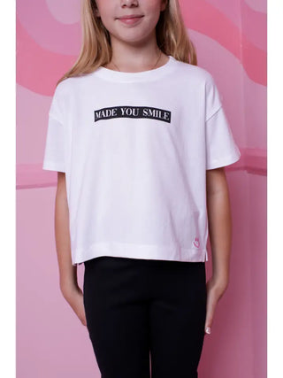 Paper Flower Made You Smile Embroidery Graphic Tee