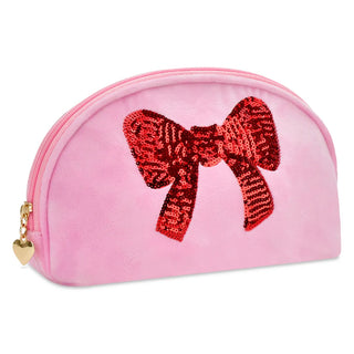 iScream Red Sequins Bow Oval Cosmetic Bag