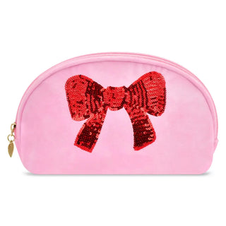 iScream Red Sequins Bow Oval Cosmetic Bag
