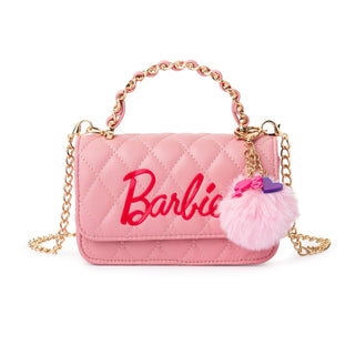 Barbie Classic kids chain handle handbag in pink, front view
