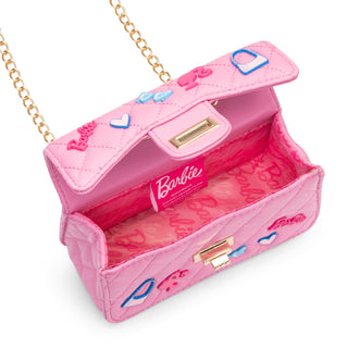 Inside of Barbie Classic Quilted kids handbag
