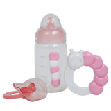 For Keeps Pink Bottle Rattle and Pacifier