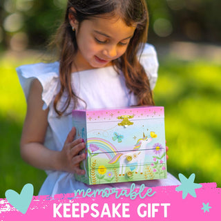 Floral Unicorn Musical Jewelry Box - Double Drawer