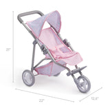 Berenguer Boutique Pink Deluxe Folding Jogger Stroller