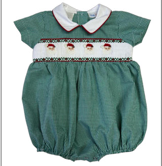 Boys Noah Santa Smocked Bubble w/ White Collar