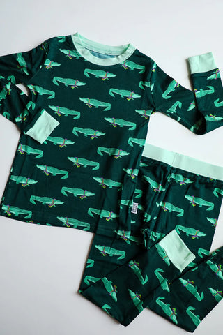Southern Slumber Mardi Gras Gator 2Pc Bamboo Pajama Set