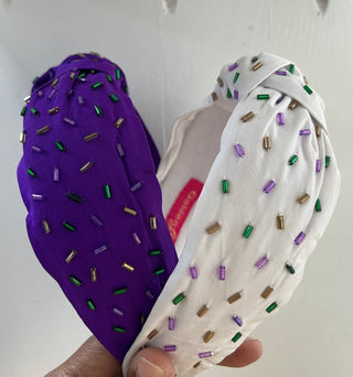 Mardi Gras Top Knot Confetti Headband