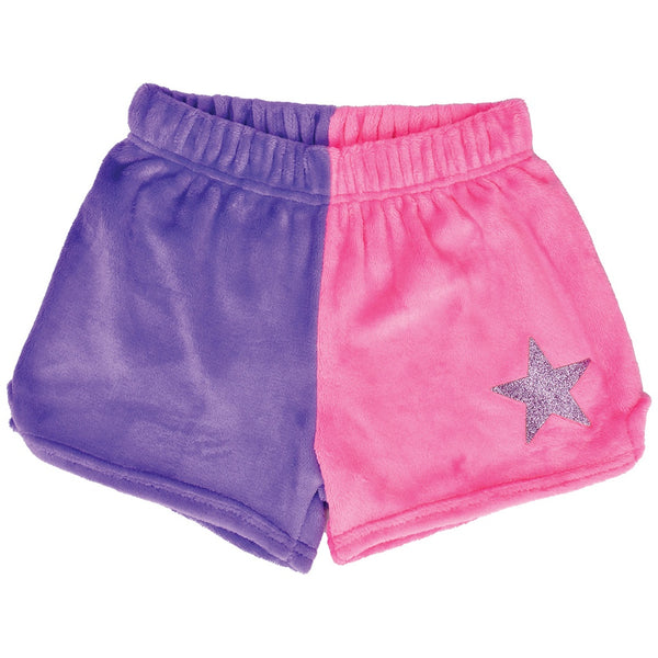 iScream Vivid Violet & Pretty Pink Star Colorblock Plush Shorts