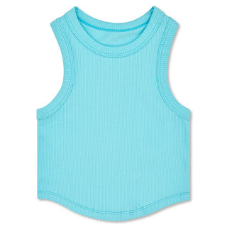iScream Ice Blue Cropped RIbbed Racerback Tank Top